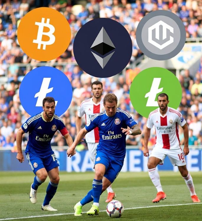football betting with cryptocurrency icons